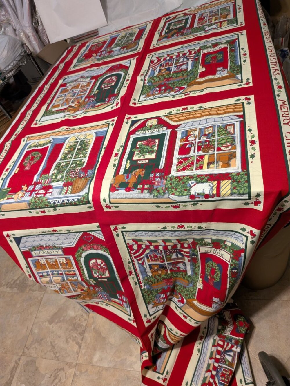 VTG Susan Winget Christmas Village Panels Uncut 4 Yds 3 Repeats Cottagecore - Picture 7 of 11